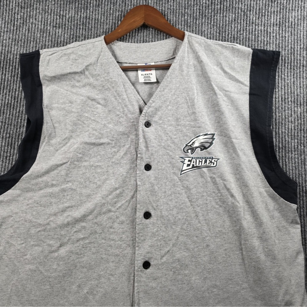 Vintage Logo Athletic Philadelphia Eagles Sleeveless Button Down Jersey Men's XL